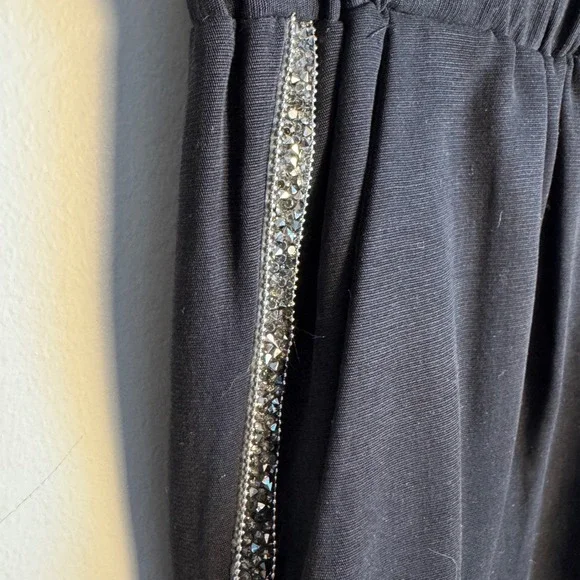 ZARA Black Jogger Pants Embellished Side Stripe Drawstring‎ Waist Tencel Size S - Picture 3 of 16